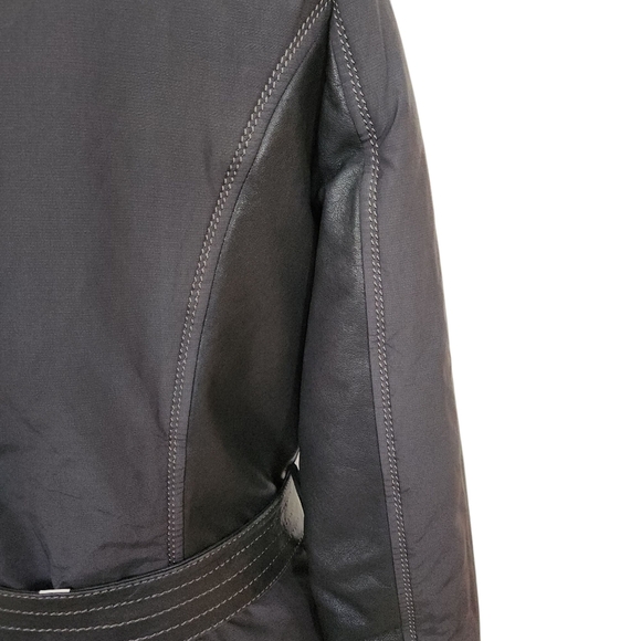 DANIER Black Belted Jacket with Leather Accents & rabbit Fur Lining - Size small - Picture 5 of 15